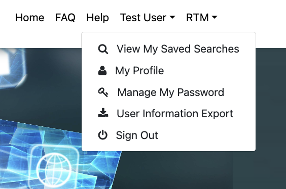 View Saved Searches, Manage Profile and Sign Out